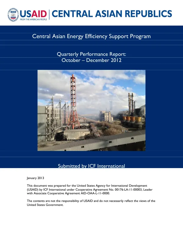 Quarterly Performance Report: October – December 2012