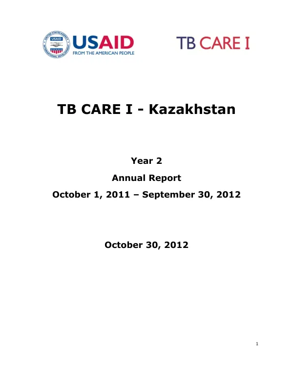 Annual Report: TB CARE I - Kazakhstan, Year 2 (October 1, 2011 – September 30, 2012)
