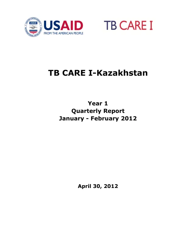 TB CARE I-Kazakhstan Year 1 Quarterly Report January - February 2012