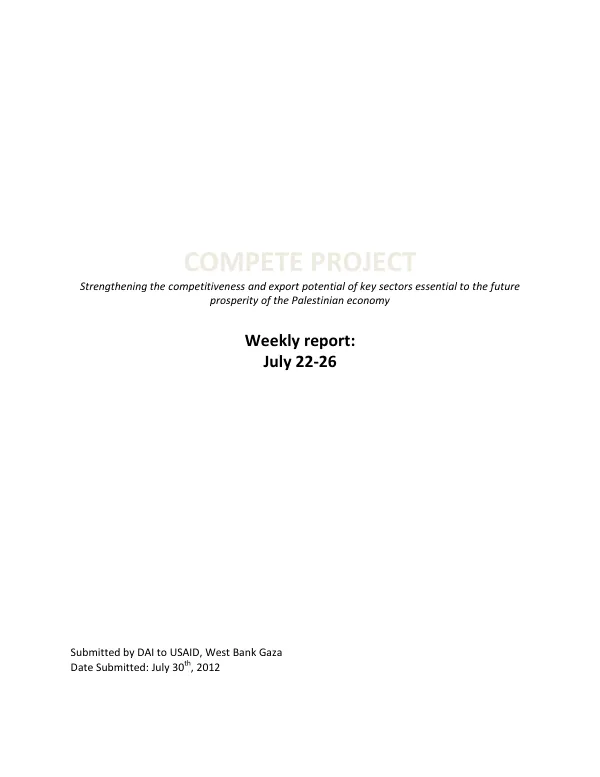 Weekly Progress Report July 22-26, 2012