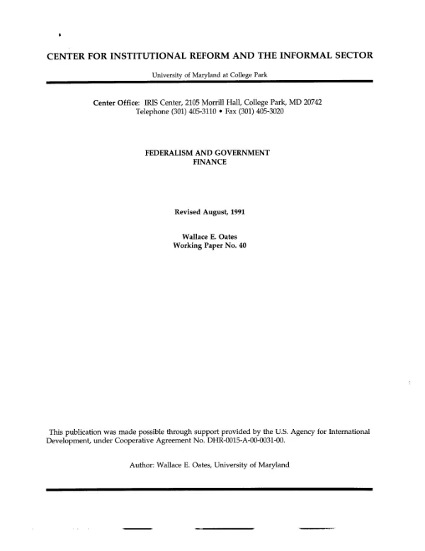 Federalism and government finance