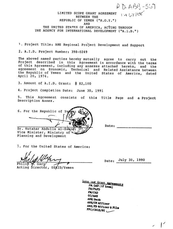 Limited Scope Grant Agreement