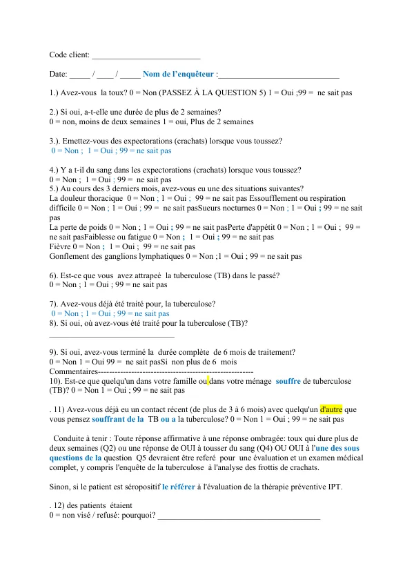 Enquête sur la tuberculose