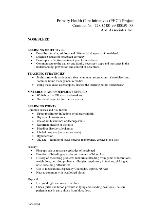 Nosebleed Management and Prevention