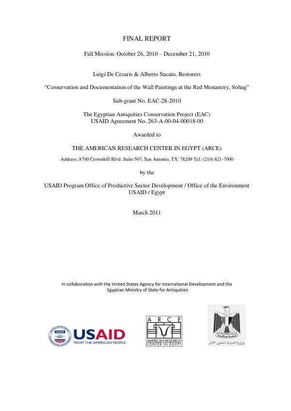 Final Conservation Report – Fall 2010 Mission