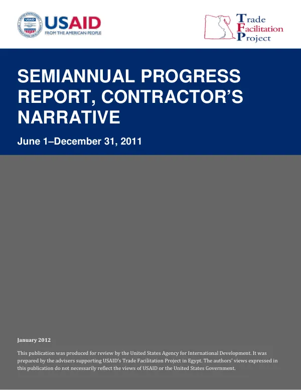 Semiannual Progress Report, Contractor’s Narrative