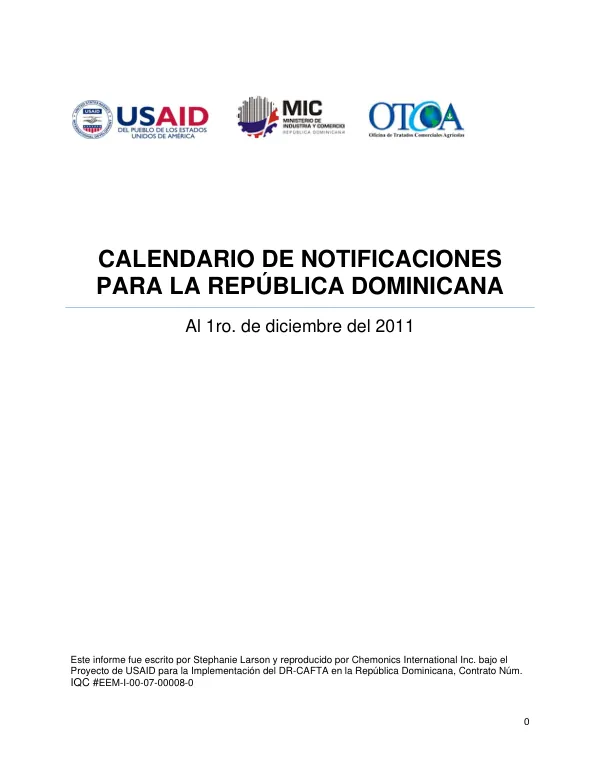 Calendario de Notificaciones para la República Dominicana