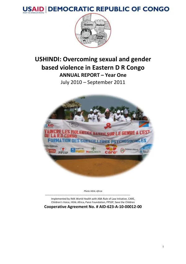 Ushindi: Overcoming Sexual and Gender Based Violence in Eastern D R Congo Annual Report – Year One