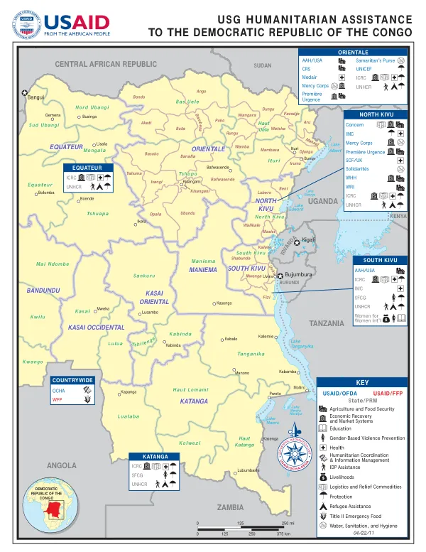 USG HUMANITARIAN ASSISTANCE TO THE DEMOCRATIC REPUBLIC OF THE CONGO MAP