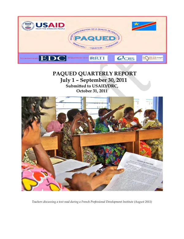 PAQUED Quarterly Report July 1 – September 30, 2011