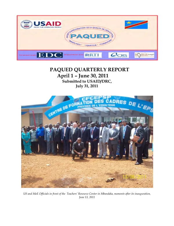 PAQUED Quarterly Report April 1 – June 30, 2011