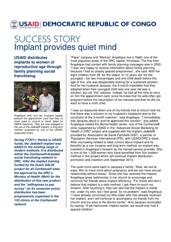 Success Story: Jadelle Implant in DRC