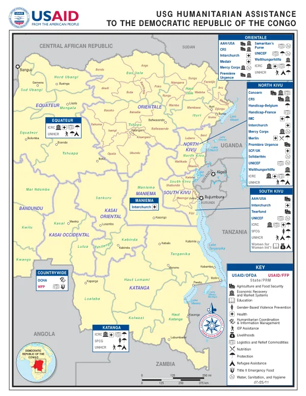 USG HUMANITARIAN ASSISTANCE TO THE DEMOCRATIC REPUBLIC OF THE CONGO MAP