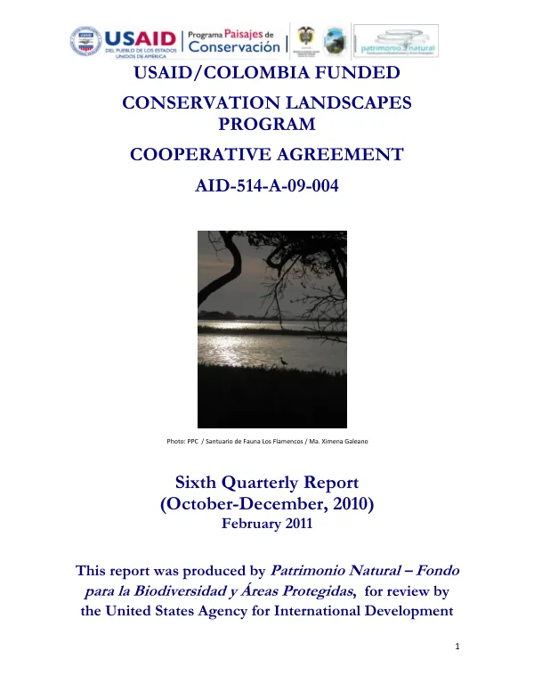 Sixth Quarterly Report: Conservation Landscapes Program
