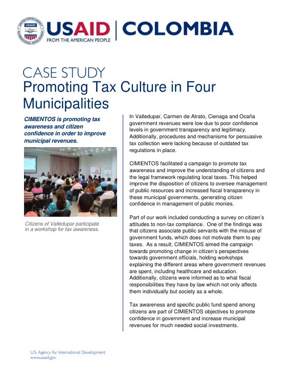 Promoting Tax Culture in Four Municipalities