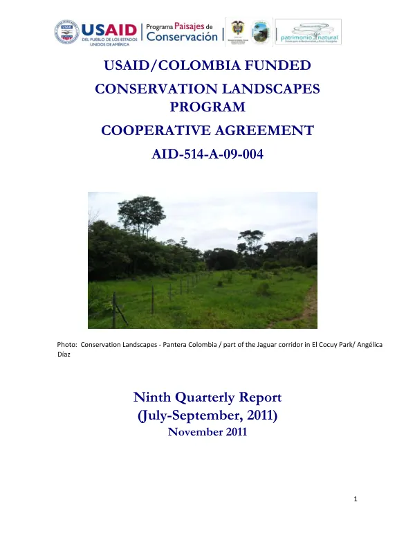Ninth Quarterly Report: Conservation Landscapes Program