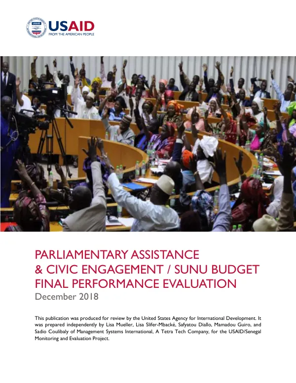 Parliamentary assistance & civic engagement /SUNU budget final performance evaluation