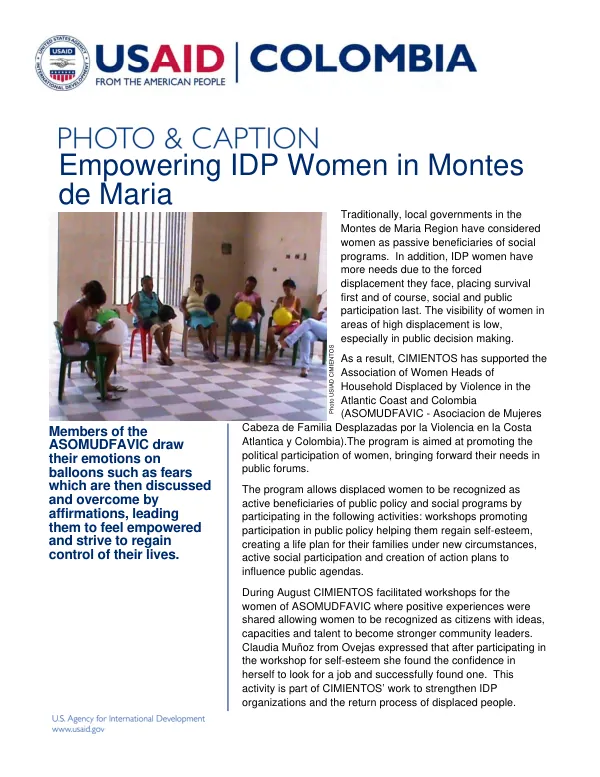 Empowering IDP Women in Montes de Maria