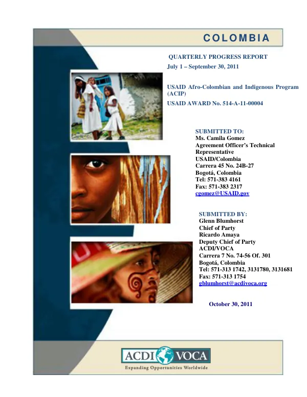 Quarterly Progress Report: July 1 – September 30, 2011