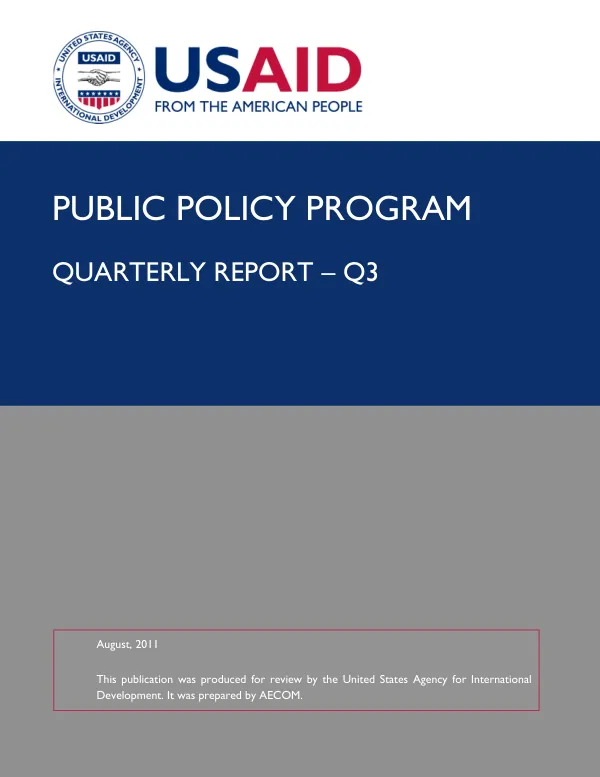USAID Public Policy Program Quarterly Report - Q3