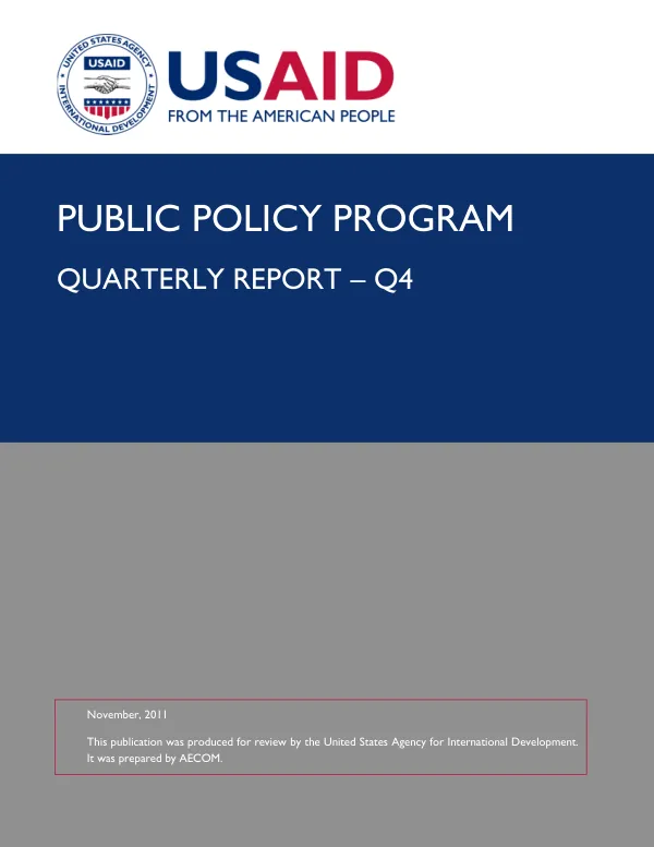 USAID Public Policy Program Quarterly Report – Q4