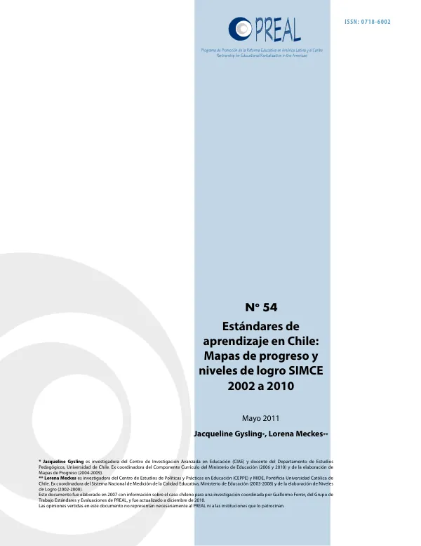 Estándares de aprendizaje en Chile: Mapas de progreso y niveles de logro SIMCE 2002 a 2010