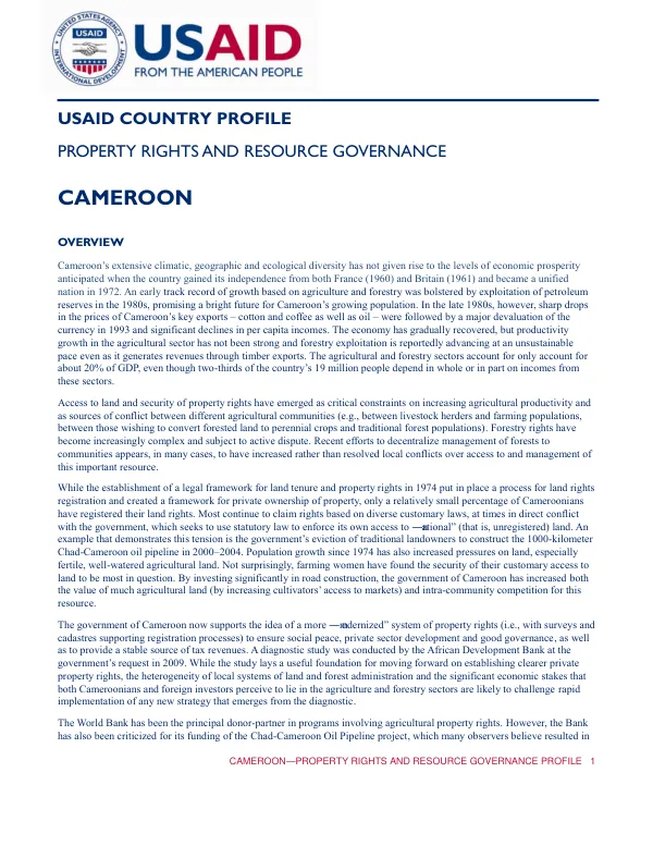 Cameroon—Property Rights and Resource Governance Profile