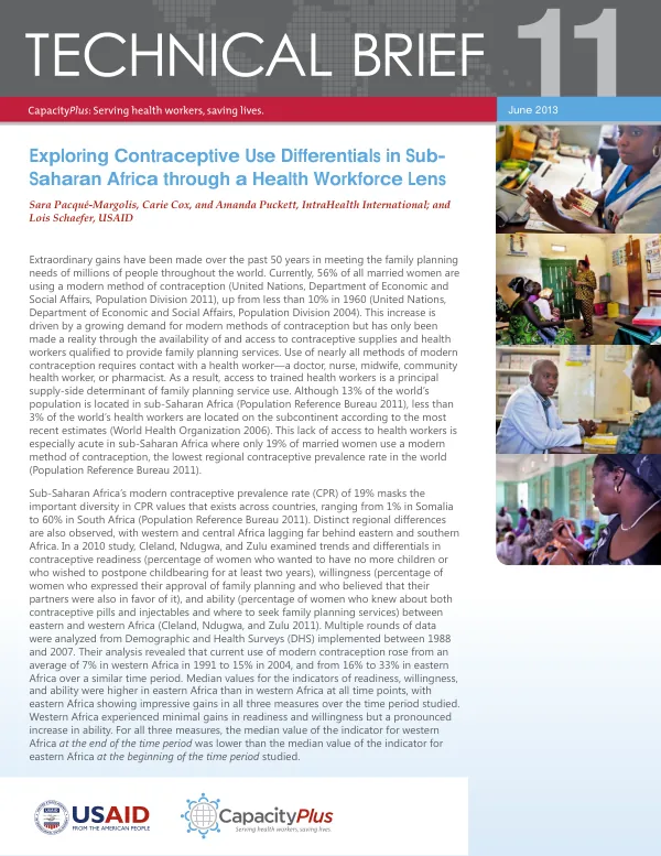 Exploring Contraceptive Use Differentials in Sub-Saharan Africa through a Health Workforce Lens