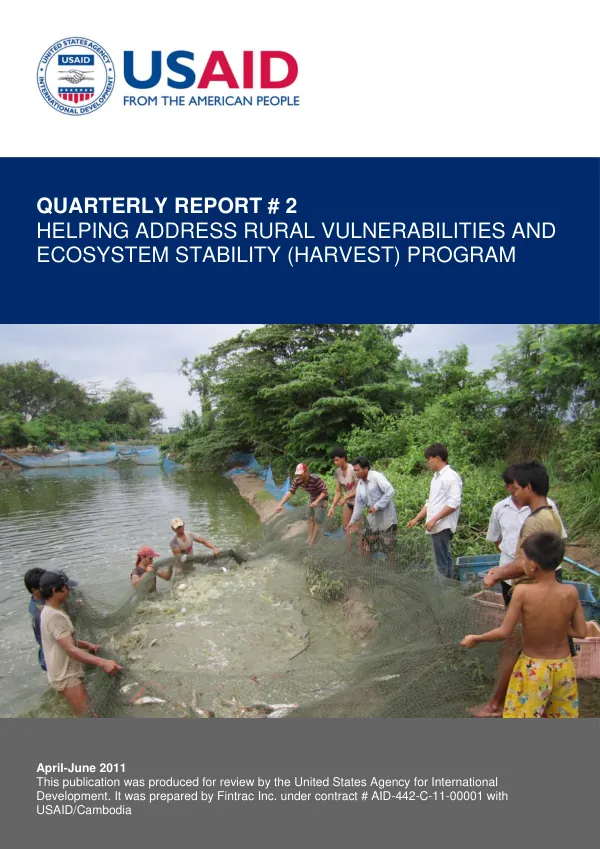 Quarterly Report #2: Helping Address Rural Vulnerabilities and Ecosystem Stability (HARVEST) Program