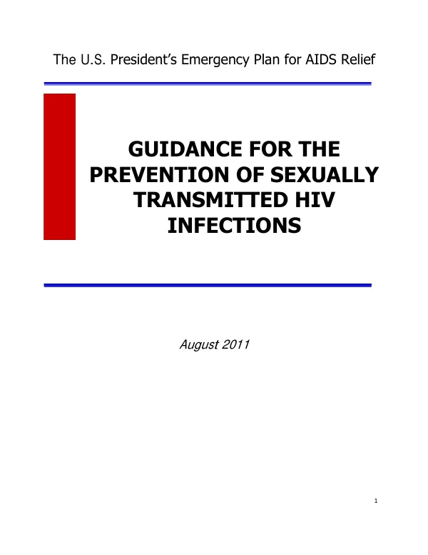 Guidance for the Prevention of Sexually Transmitted HIV Infections