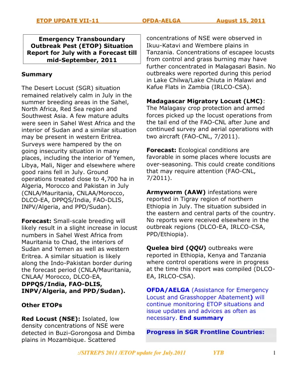 ETOP UPDATE JULY 2011