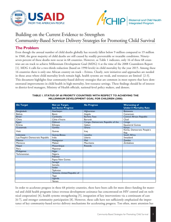 Community-Based Strategies for Promoting Child Survival