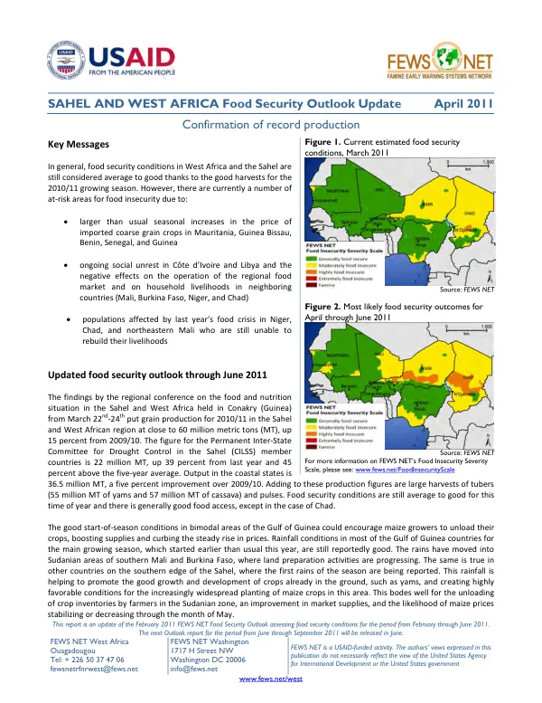 Sahel and West Africa Food Security Outlook Update
