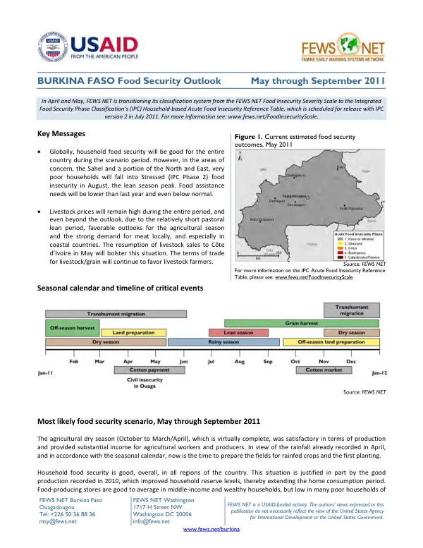 BURKINA FASO Food Security Outlook May through September 2011