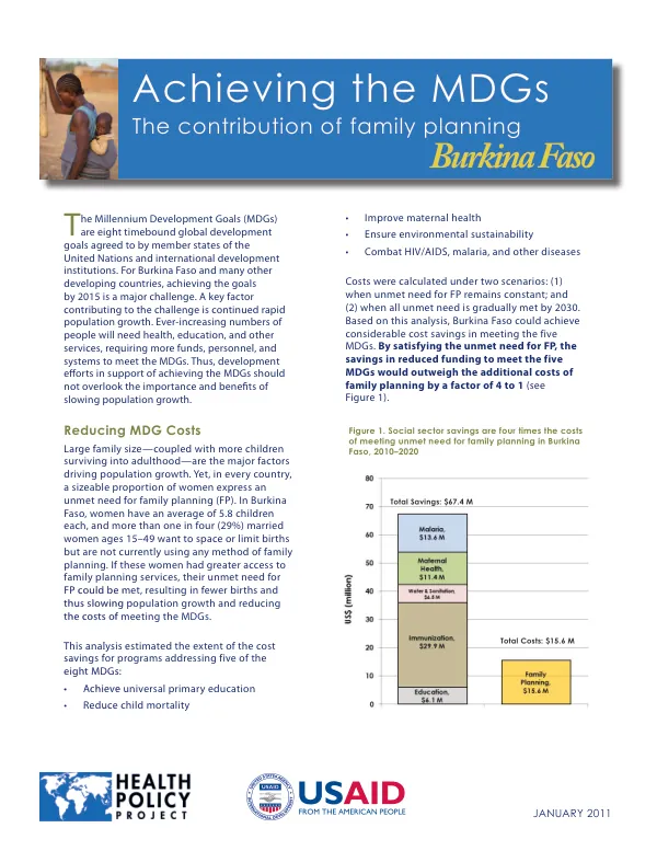 Reducing MDG Costs through Family Planning in Burkina Faso