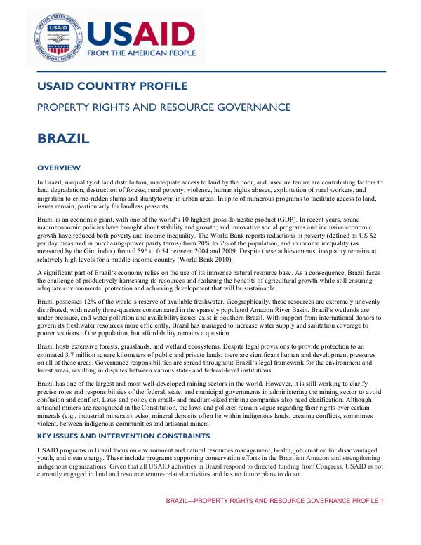 Brazil—Property Rights and Resource Governance Profile