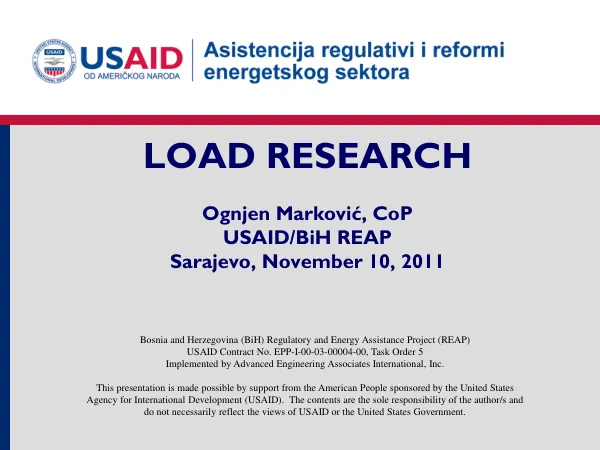Bosnia and Herzegovina (BiH) Regulatory and Energy Assistance Project (REAP)