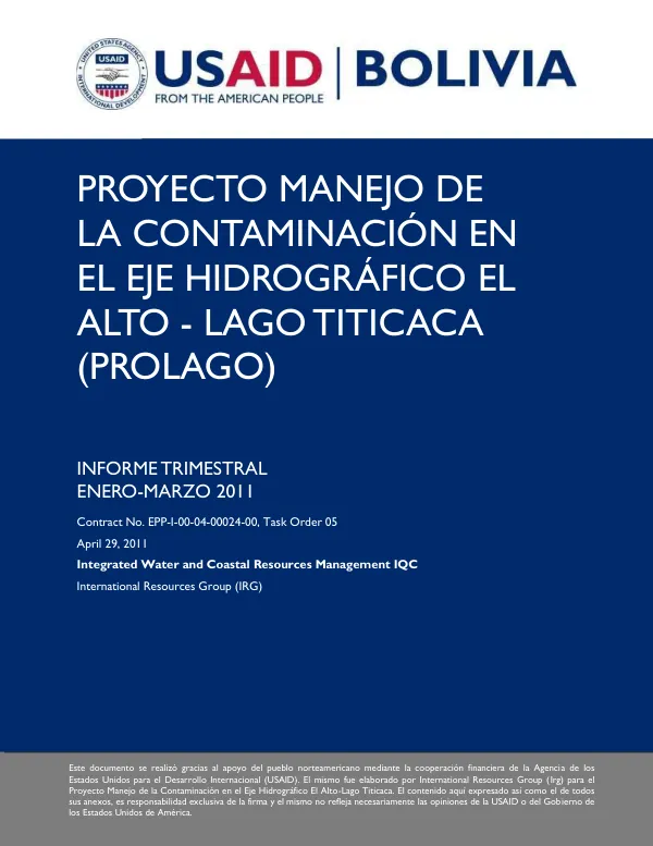 PROYECTO MANEJO DE LA CONTAMINACIÓN EN EL EJE HIDROGRÁFICO EL ALTO - LAGO TITICACA (PROLAGO)