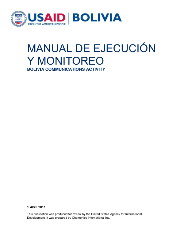 Manual de Ejecución y Monitoreo Bolivia Communications Activity