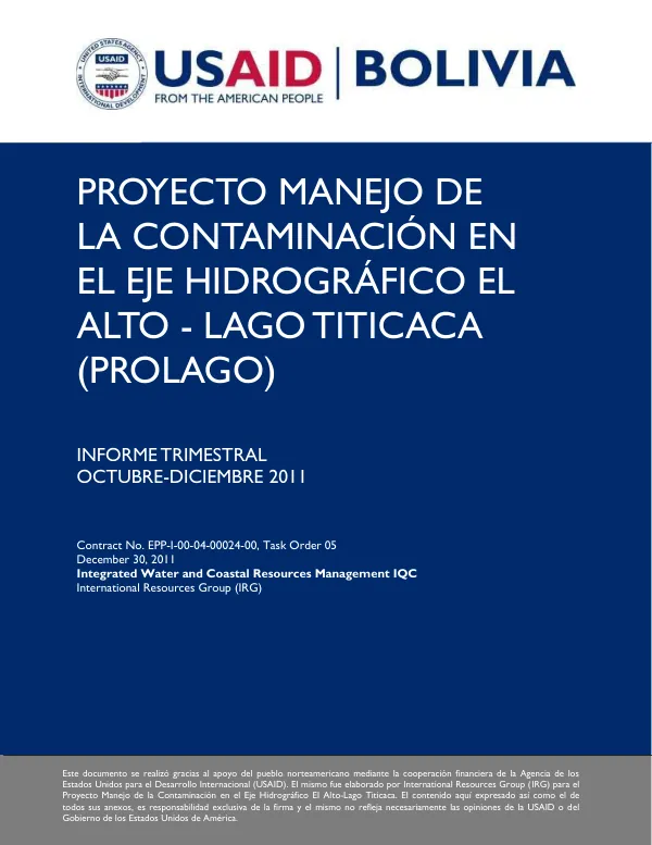 PROYECTO MANEJO DE LA CONTAMINACIÓN EN EL EJE HIDROGRÁFICO EL ALTO - LAGO TITICACA (PROLAGO)