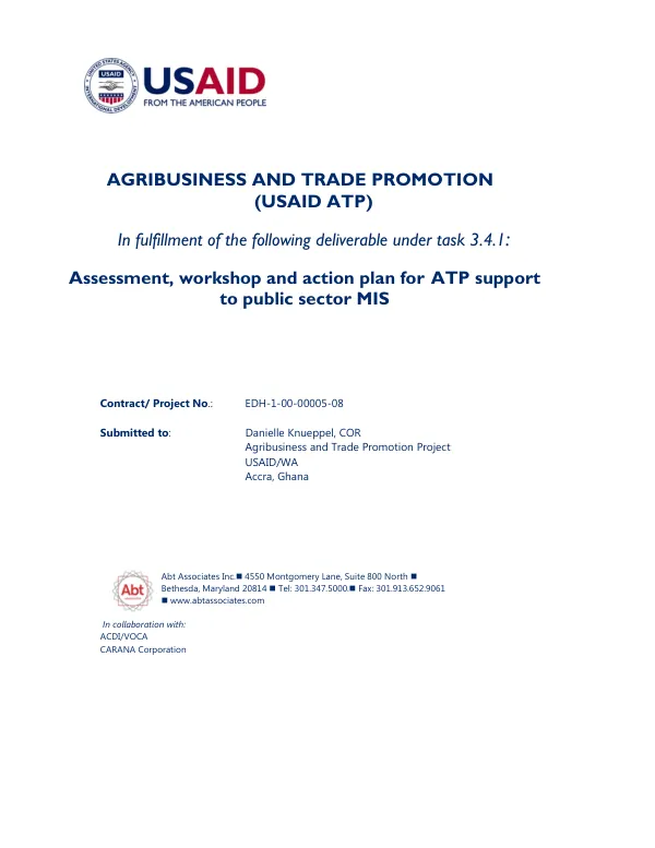 Assessment, Workshop, and Action Plan to Support Public Market Information System in West Africa