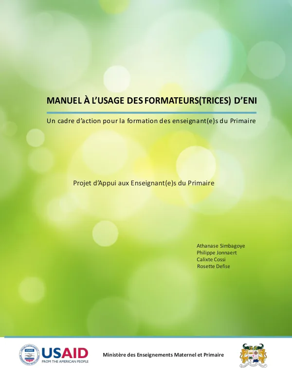 Manuel à l’usage des formateurs(trices) d’ENI