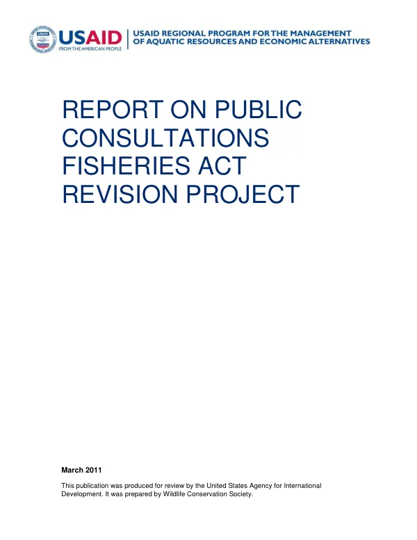 Report on Public Consultations Fisheries Act Revision Project