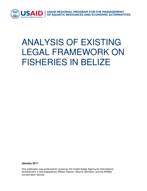 Analysis of Existing Legal Framework on Fisheries in Belize