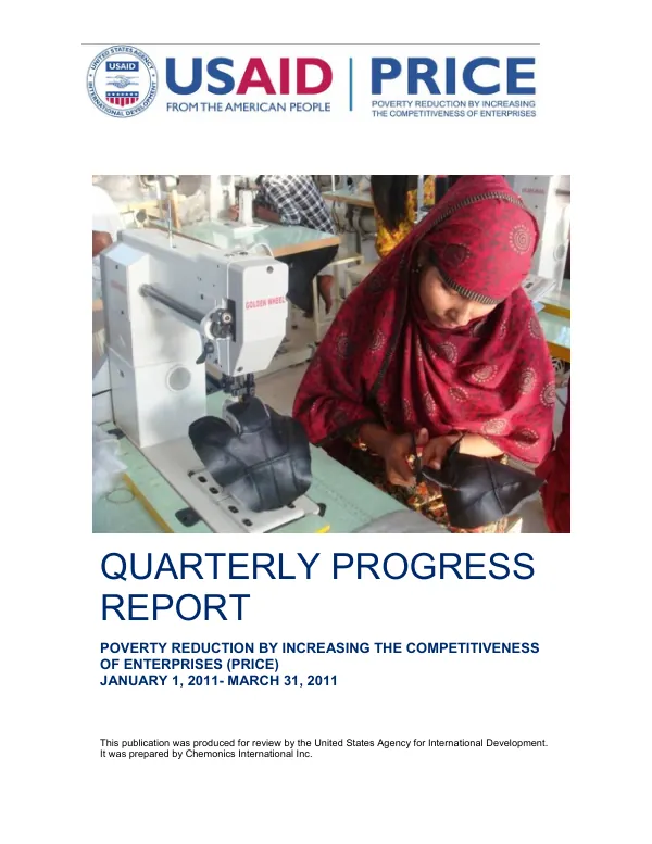 PRICE Quarterly Report January 2011 - March 2011: Poverty Reduction by Increasing the Competitiveness of Enterprises
