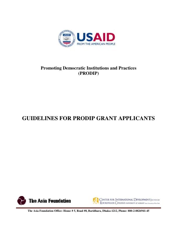Guideline for PRODIP Grant Applicants