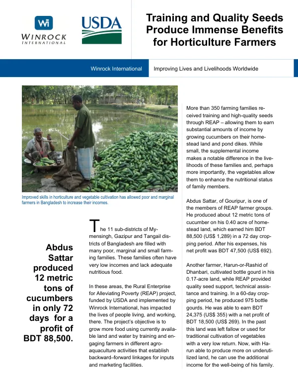 Training and Quality Seeds Produce Immense Benefits for Horticulture Farmers