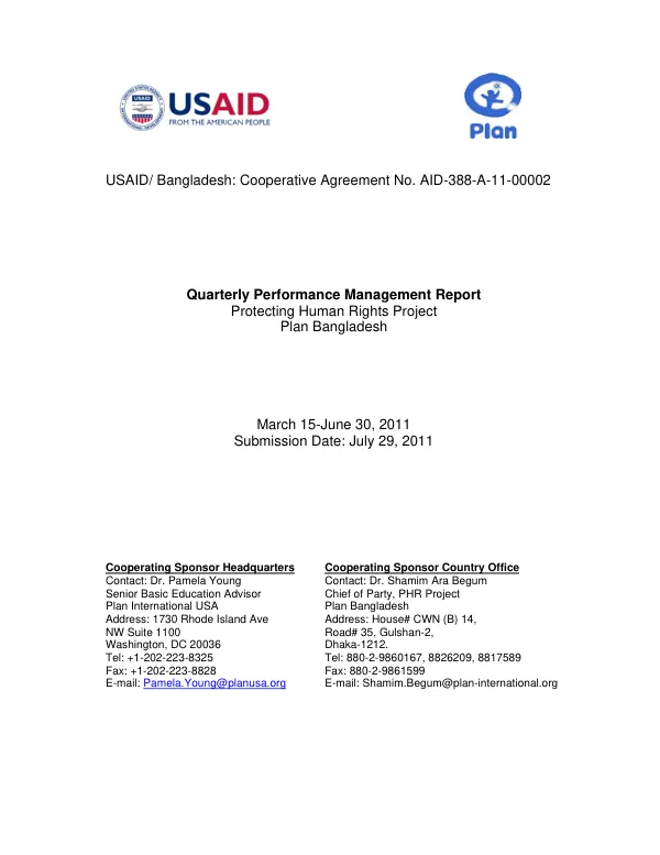 Quarterly Performance Management Report: March-June 2011