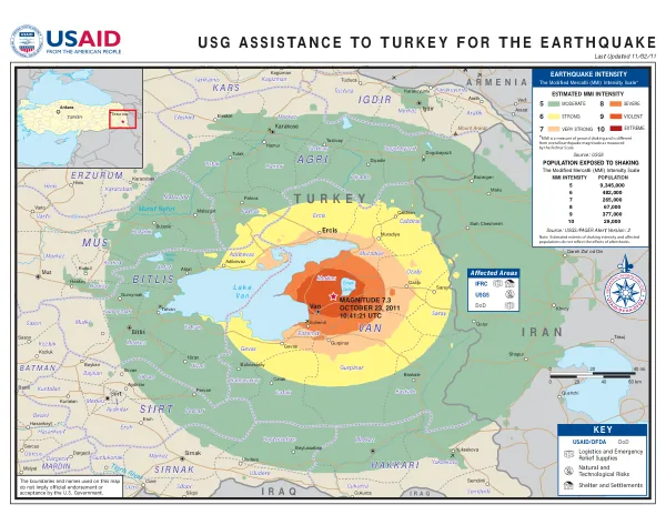 USAID/OFDA Turkey Program Map 11/2/2011