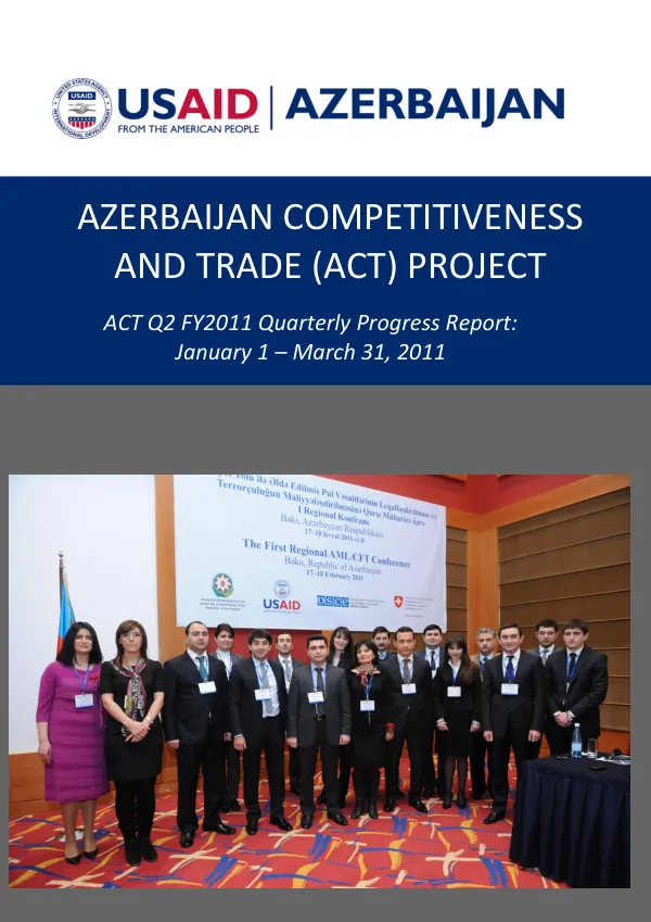 Azerbaijan Competitiveness and Trade (ACT) Project ACT Q2 FY2011 Quarterly Progress Report